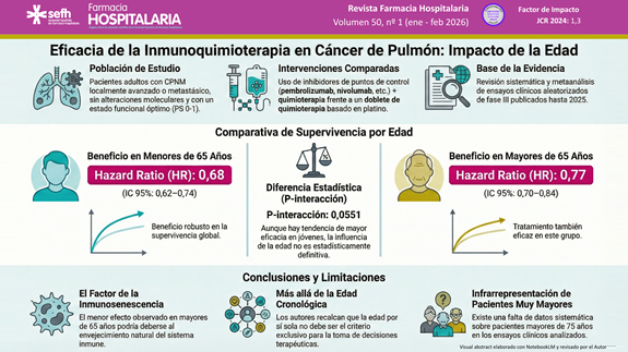 Visual Abstract del artículo “Influencia de la edad en la eficacia de la inmunoquimioterapia en el cáncer de pulmón no microcítico”